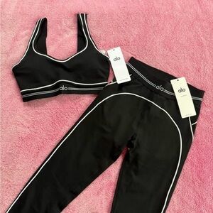 ALO Yoga Black and White Sports Bra Set